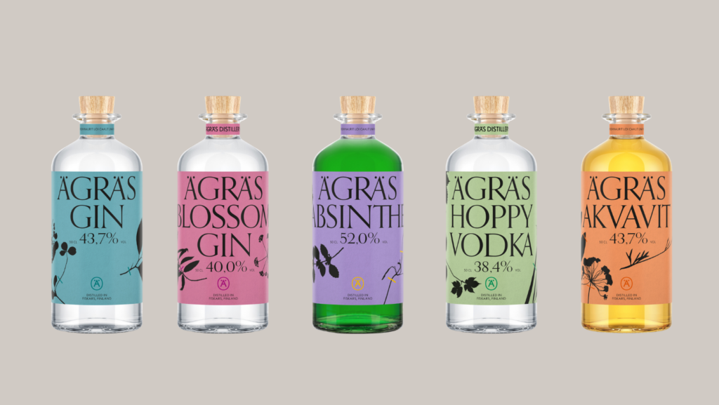 Ägräs Distilleryn väkevät tuotteet uusilla etiketeillä